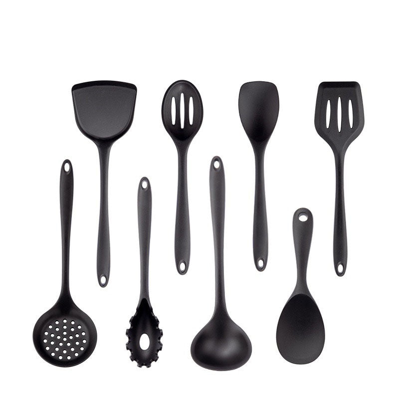 Black Silicone Cooking Utensils Set Non-Stick Pan Baking Tools Kitchenware Slotted Turner Spatula Spoon Food Tongs Kitchen Kit