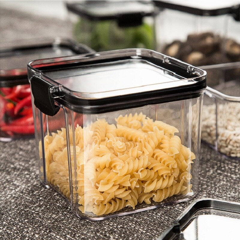 WBBOOMING 4 Different Capacity Plastic Sealed Cans Kitchen Storage Box Transparent Food Canister Keep Fresh New Clear Container