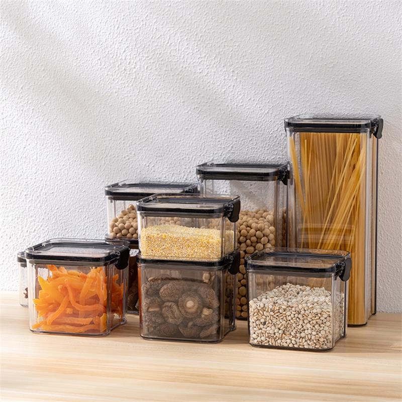 WBBOOMING 4 Different Capacity Plastic Sealed Cans Kitchen Storage Box Transparent Food Canister Keep Fresh New Clear Container