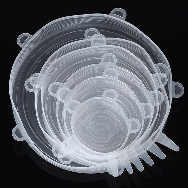 6 Pcs Silicone Cover
Stretch Lids for Kitchen Microwave Food Covers Bowl Caps Elastic Silicone Lid Cap Universal Adaptable