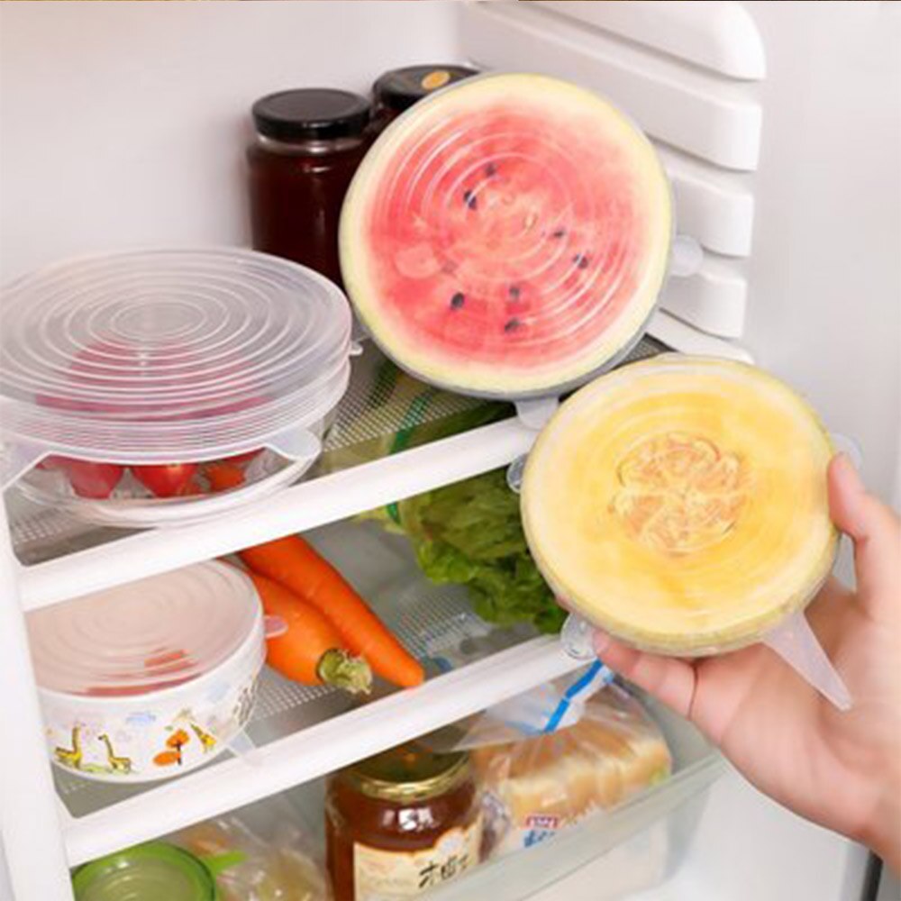 6 Pcs Silicone Cover
Stretch Lids for Kitchen Microwave Food Covers Bowl Caps Elastic Silicone Lid Cap Universal Adaptable
