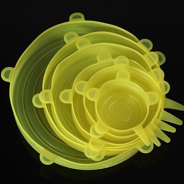 6 Pcs Silicone Cover
Stretch Lids for Kitchen Microwave Food Covers Bowl Caps Elastic Silicone Lid Cap Universal Adaptable