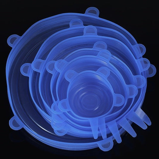 6 Pcs Silicone Cover
Stretch Lids for Kitchen Microwave Food Covers Bowl Caps Elastic Silicone Lid Cap Universal Adaptable